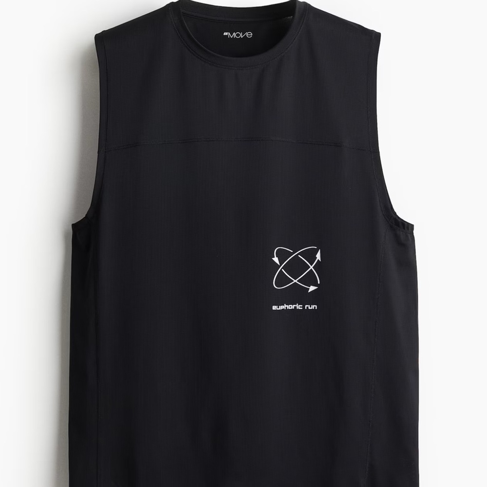 H&M Black Tank Top with Geometric Logo